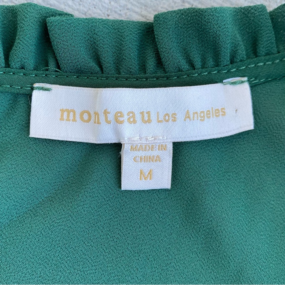 Monteau Los Angeles Women’s Green Blouse Size M - Picture 5 of 7
